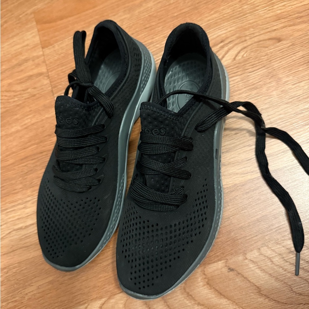 CROCS Black Sneakers with Knit Upper and Gum Outsole